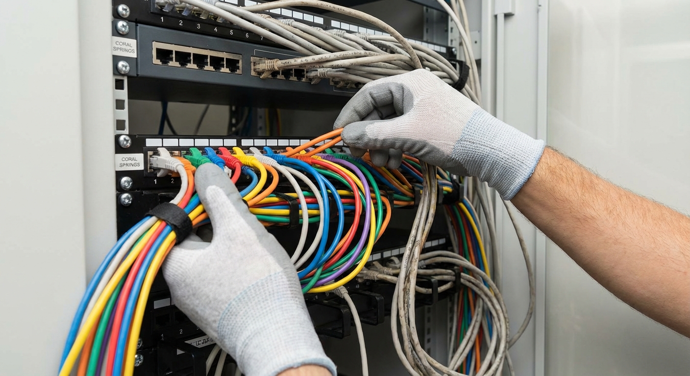 Cat 5 and Cat 6 cabling replacement in Coral Springs for improved network performance